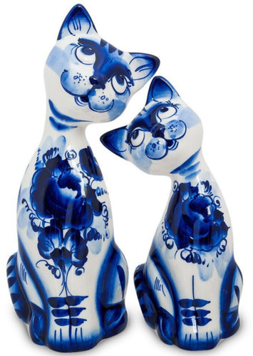 Set gzhel porcelain cat - of,